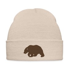 Berretto invernale ricamato orso bruno sagoma ricamo