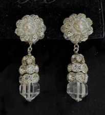 BELLISSIMI E GRANDI ORECCHINI MIRIAM HASKELL ANNI 50 PERLE E CRISTALLI