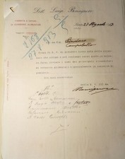 1913  LETTERA DOTTOR LUIGI BONSIGNORE FABBRICA A VAPORE DI CONSERVE ALIMENTARI.