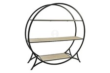LIBRERIA INTERPARETE ESPOSITORE BIFACCIALE SCAFFALE METALLO  3 RIPIANI IN LEGNO