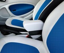 Bracciolo regolabile SMART New ecopelle BIANCO cuciture BLU - Portaoggetti nero