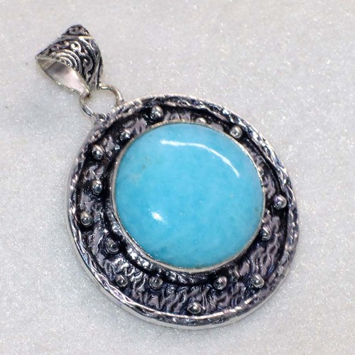 Ciondolo tondo larimar argento - ciondolo,