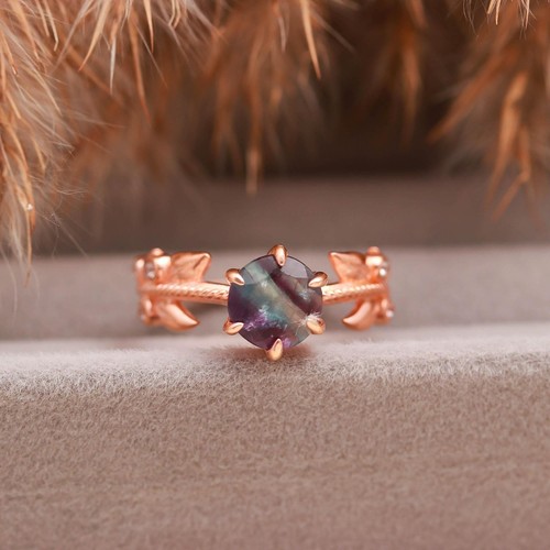 Anello tondo fluorite naturale