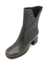 Elvio Zanon EA0703X stivaletto pelle marrone cuoio cerniera borchie T 6,5cm