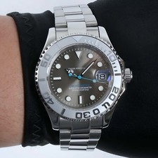 Mod Personalizzato 40mm Argento Rodiato Stile Yacht | Vetro Zaffiro Automatico NH35