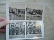 2 FOTOGRAFIE STEREO GENOVA 1900 "VISTA DAL PALAZZO DORIA"-"CATTEDRALE'" ANIMATE