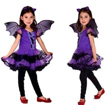 Costume Bambina Pipistrello Vampira Travestimento Halloween Carnevale L.3528