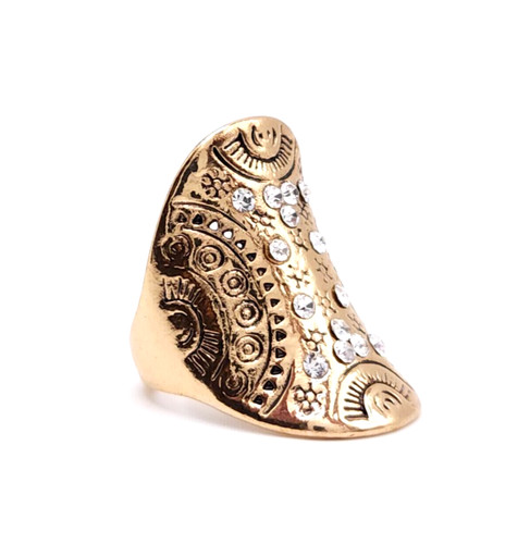 Anello tribale tono oro inciso - tono,