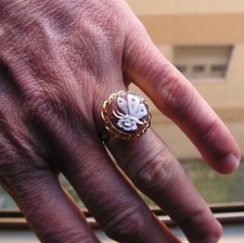 Anello Sirena Arti Vittoriane Arti e Mestieri Antica Italia Cammeo Conchiglia Anello Oro Misura 8