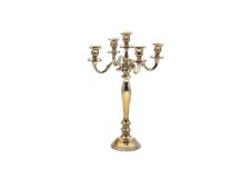 Candeliere a 5 fiamme H.42 in alluminio dorato , Collezione LUMIERE