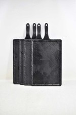 4 H&H Piatto Rettangolare Decoro Ardesia in Melamina con Manico 22x32cm Nero