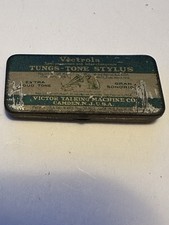 VINTAGE VICTOR VICTROLA TUNGS-TONE STILO LATTA CONFEZIONATO PIENO DI VARI AGHI