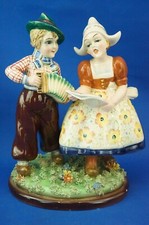 Teodoro Sebelin Nove Bassano Scultura coppia bambini tirolesi ceramica 1900 XX