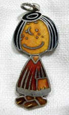 Ciondolo vintage arachidi menta piperita Patty Charles M Schulz ARGENTO 800 SMALTO 10 g