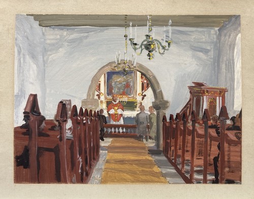 Interno chiesa con persone