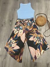 Pantalone Palazzo Brasiliano Elasticizzato Cropped Zinzane Taglia S Pantac Vita Alta