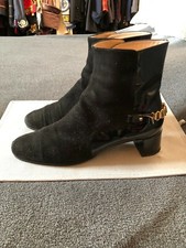 ARMANI LUSSO BOOTS STIVALETTI SUEDE CAMOSCIO BLACK GOLD ORIGINAL 39 EU 9 US 6 UK