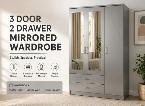 Armadio specchio grigio ante - armadio,