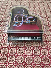 Carillon vintage a forma di PIANOFORTE Portagioie cofanetto scatola FUNZIONANTE