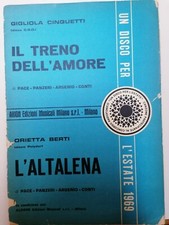 Musica Spartito - "Il treno dell'amore" e "L'altalena" - Estate 1969 