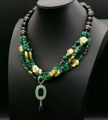 Collana donna malachite agata