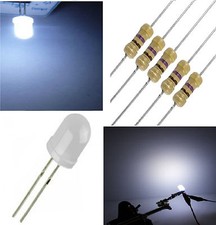 10 diodi led 10 mm bianco freddo foggy LUCE DIFFUSA + RESISTENZE OMAGGIO