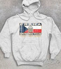 FELPA UNISEX CON STAMPA antichizzata PRAHA DRINKING TEAM PRAGA I LOVE BIRRA beer