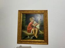 QUADRO CLASSICO OLIO SU TELA RITRATTO DIPINTO A MANO CON CORNICE ELEGANTE