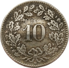 1875 Helvetia 10 rappen -