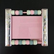 NUOVO Cornice Portafoto con abaco argento idea regalo neonato bambino bambina