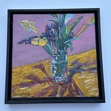 RUBEN ZAVALA QUADRO NATURA MORTA FLOREALE FIORI ELENCATI CALIFORNIA IMPRESSIONISTA