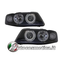 Coppia fari fanali anteriori neri luci con lenticolari per Audi A3 2001-2003