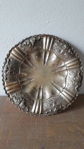 Antico cestino piatto - cestino, placcato