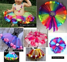 Gonna Tutù Tulle Compleanno Strisce Colorate Bambina Girl Tutu Skirt SKIR004-9B
