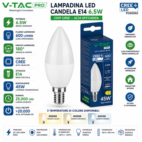 Tac pro lampadina led - v-tac, e14