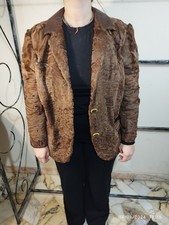 Vintage brown mouton lamb fur - vintage,
