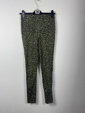 Leggings Joules verde stampa leopardata cotone elasticizzato taglia 8 casual stampa animalier