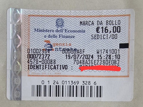 Marca bollo 2024 16 - da, euro