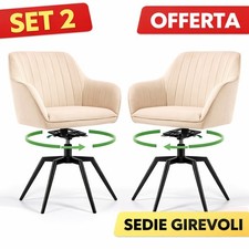 Set 2 Sedie Girevoli Beige