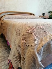 Copriletto Coperta Matrimoniale UNCINETTO fatto a mano+REGALO trio da camera