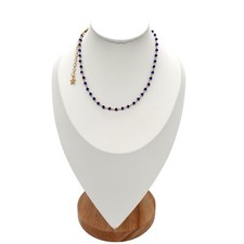 Collana rosario con cristalli blu, catena oro, ciondolo stella oro, lunghezza 45