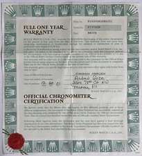 Rolex Certificate Guarantee