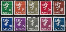 1937-38 Norvegia Rampant lion 10v. MNH Unificato n. 173/82