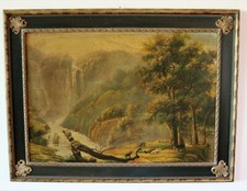 Dipinto paesaggio con cascata - con,