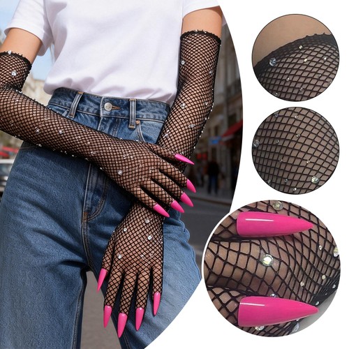 Guanti rete con - strass, sexy