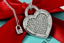 Collana cuore Return To Tiffany & Co. oro bianco 18 carati pavè di diamanti "LOVE" XL