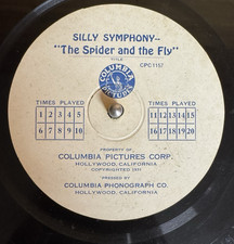 RARE DISNEY SILLY SYMPHONY SOUNDTRACK, THE SPIDER AND THE FLY, 16" TRANSCRIPTION