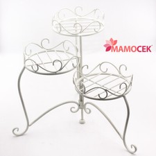 PORTAVASO Portapiante fioriera ferro bianco 3piani alzata piedistallo shabby h40