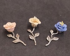 Fiori in ceramica e argento 800 miniature Set 3 pz