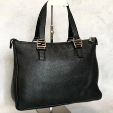 Borsa FENDI FF borsa tote a mano in pelle nera argento donna usata autentica